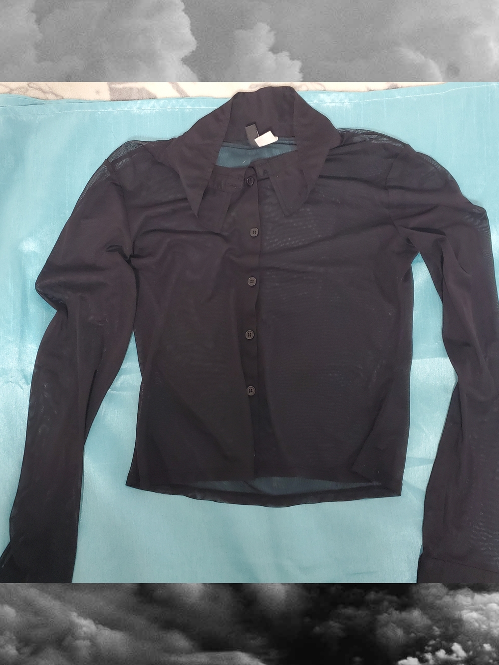 Black Sheer Button-Up Women’s Top